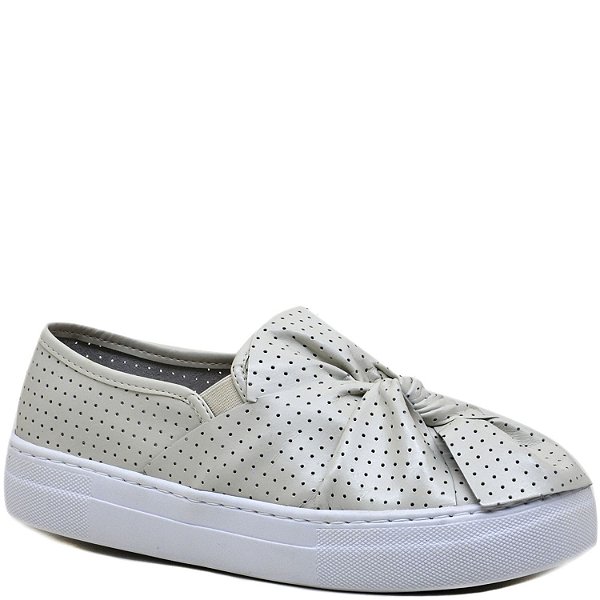 Tênis Slip On Laço - Off White - GIU 32758 - Sapatos, bolsas e acessórios femininos - Carolina Martori