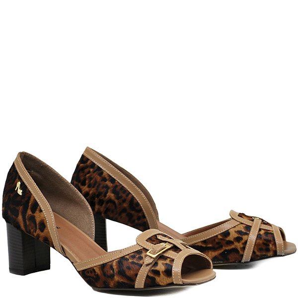 sandalia de onça salto grosso