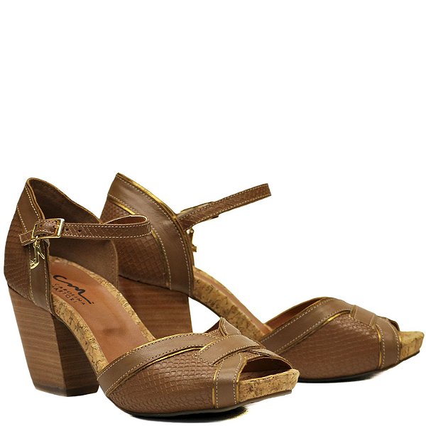Sandália Anatômica Confortável - Conhaque / Ouro Velho - PL 2218 - Sapatos, bolsas e acessórios femininos - Carolina Martori