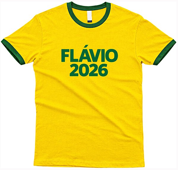 Camiseta Brasil Flávio 2026 – Verde e Amarelo Patriótica