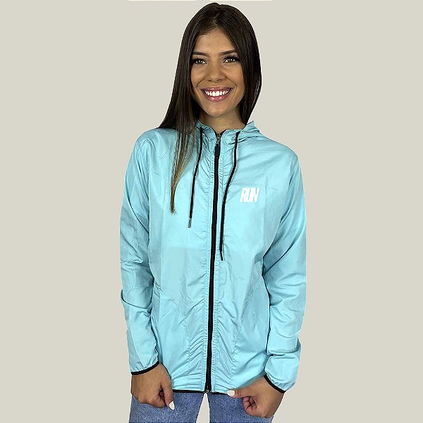 Corta Vento Feminino Azul Claro Corrida WSS Brasil Run Minimalist