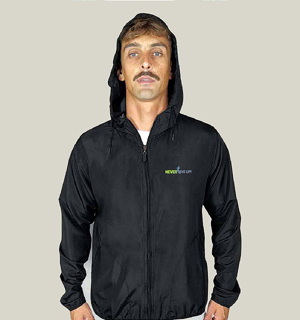 Corta Vento Masculino Preto Corrida WSS Brasil Never Give Up!