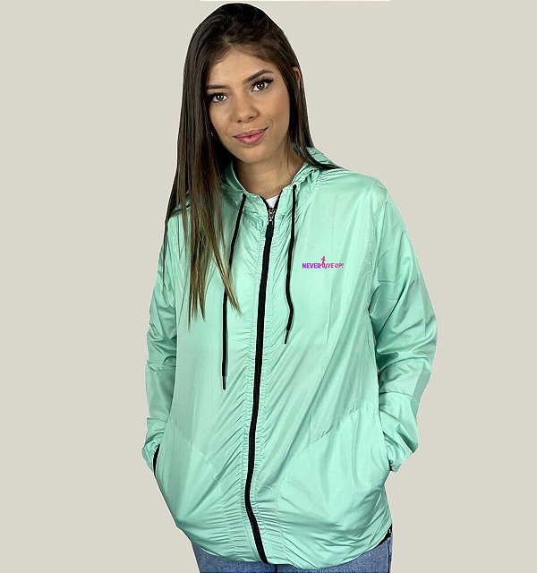 Corta Vento Feminino Verde Claro Corrida WSS Never Give Up!