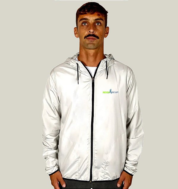 Corta Vento Masculino Branco Off White Corrida WSS Brasil Never Give Up!