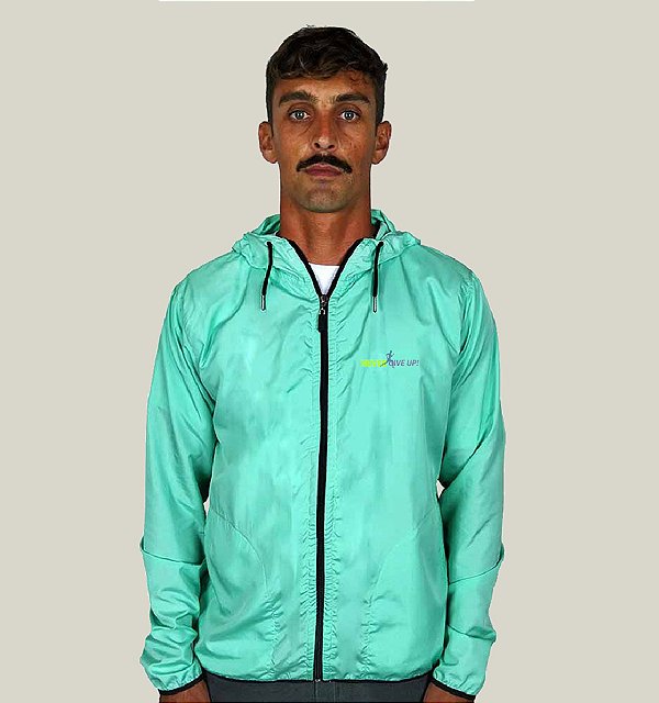 Corta Vento Masculino Verde Claro Corrida WSS Brasil Never Give Up!