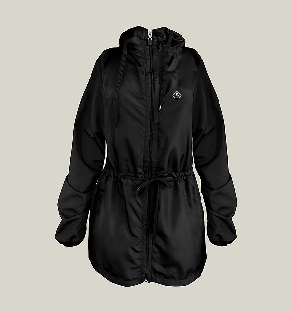 Parka Corta Vento Plus Size Feminina Preta WSS Brasil Diamond