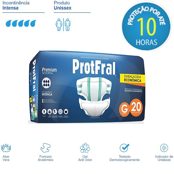 Fralda Geriatrica Protfral Premium Tamanho G pacote c/20 Protdesc