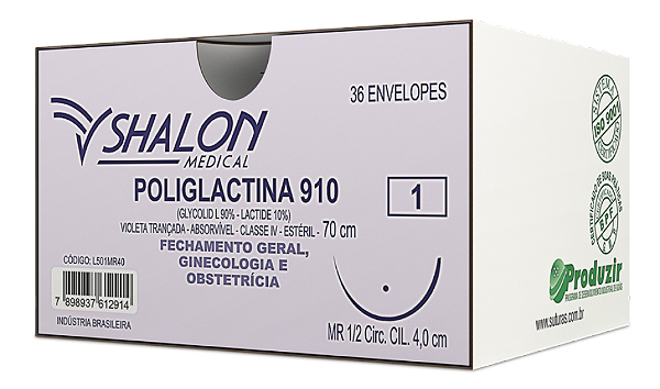Fio de Sutura Absorvível Poliglactina 910 4-0 Ag 1/2 CT 1,5cm c/12 Shalon