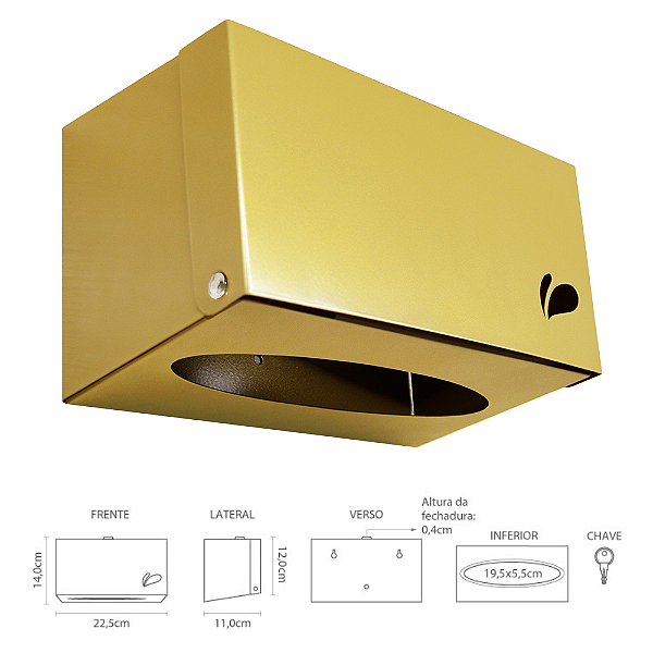 Mini Toalheiro Quadra Dourado Biovis