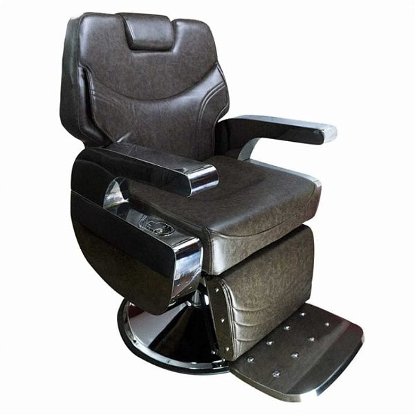 Cadeira De Barbeiro Hidráulica Reclinável Dubai Brown Style Marrom Terra Fértil