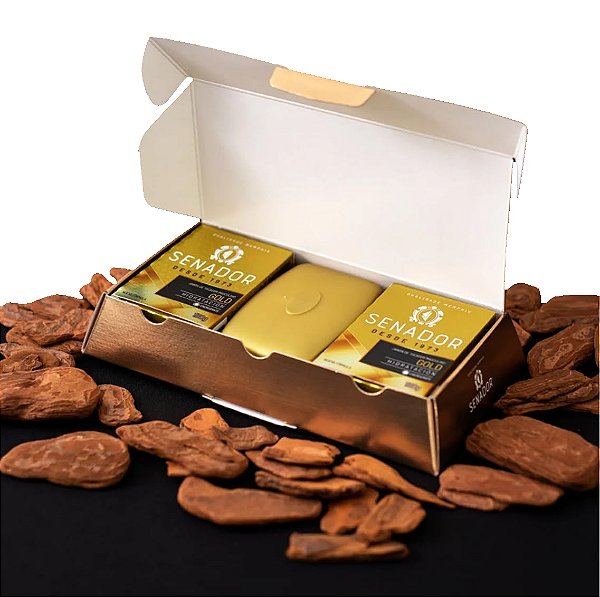 Presente Masculino Estojo Senador Gold Sabonetes + Saboneteira