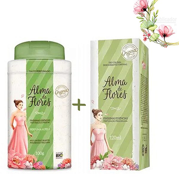 Kit Alma De Flores Clássico 1x Deo Colônia 1x Talco Tradicional Classico - presente feminino