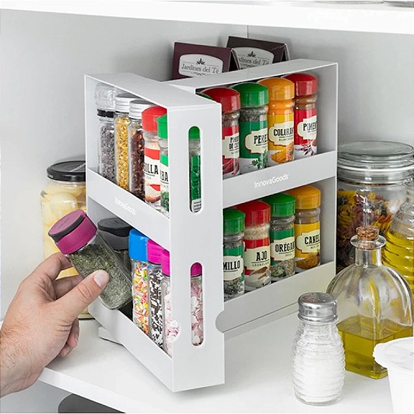 Suporte de Tempero Organizador Prateleira Gabinete Ajustável