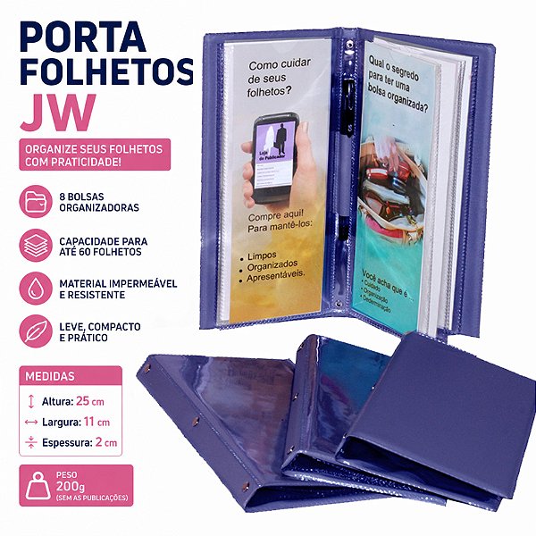 Porta Folhetos Publicador de Sintético Premium Azul