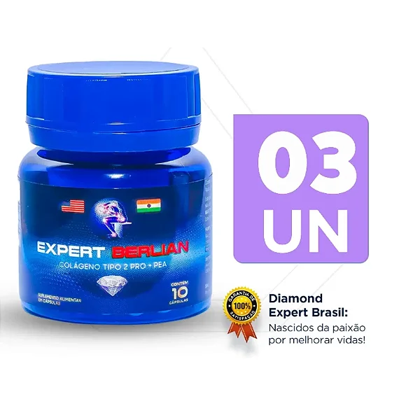 Expert Berlian Colágeno Tipo 2 + PEA Formula Importada (03 Unidades)