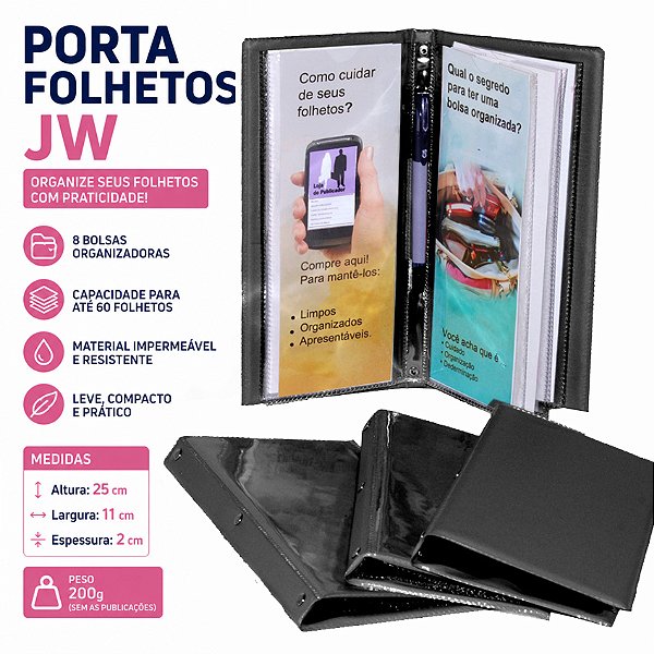 Porta Folhetos Publicador de Sintético Premium Preto