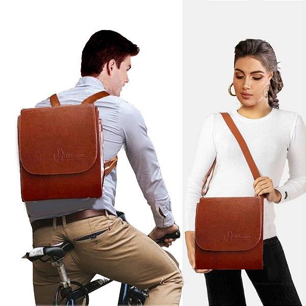 Mochila / Carteiro Conversível Unissex Publicador - Marrom