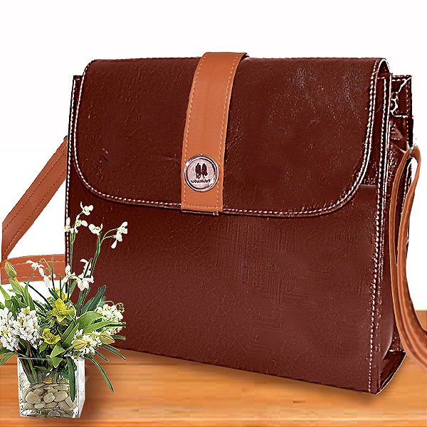Bolsa Feminina Alça Transversal Pequena c/espaço água - Marrom