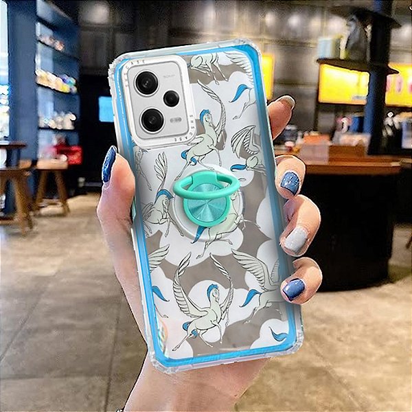 Capa com Anel de Suporte para o Redmi Note 12 Pro , Capa de TPU Transparente - Azul