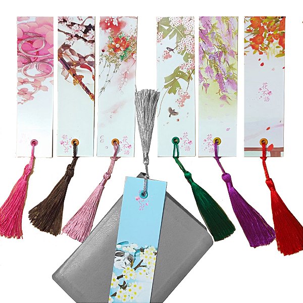 Marcador de página Flores com Tassel e ilhos