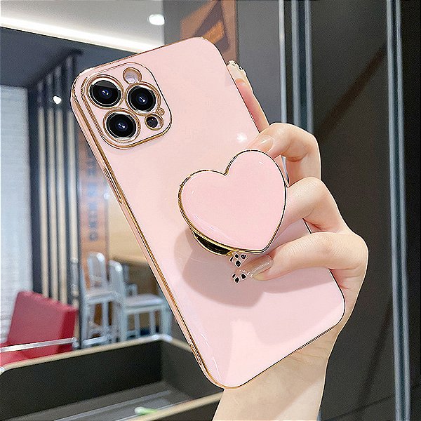 Capa Luxo para iPhone com Lindo Suporte para as Mãos de Coração Para Iphone 13 PRO MAX