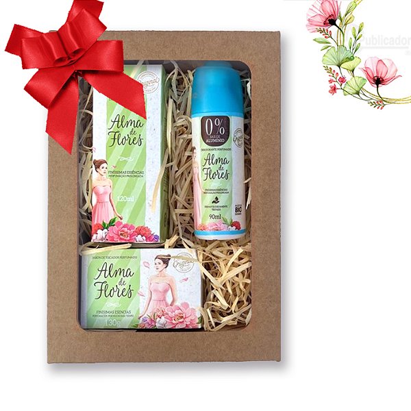 Kit 17 Presente Feminino Alma de Flores Clássico - Sabonete, Deo Colônia e Desodorante