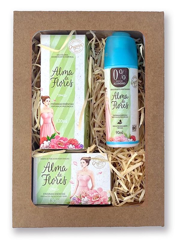 Kit Presente Alma de Flores Clássico – Sabonete, Deo Colônia e Desodorante