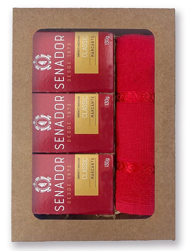 Kit Presente Senador Classic Masculino 3 Sabonetes + Toalah Lavabo
