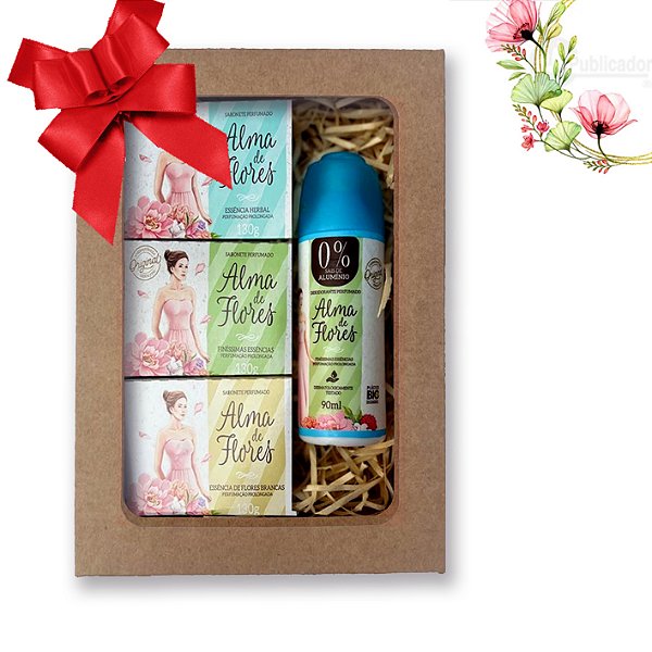Kit 11 Presente Feminino –Alma de Flores 3 Sabonetes diferentes Perfumados + Spray Classic