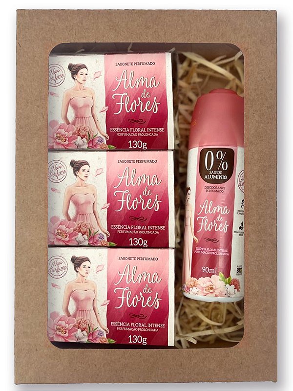 Kit Presente Alma de Flores Intense 3 Sabonetes + Desodorante Spray na Caixa
