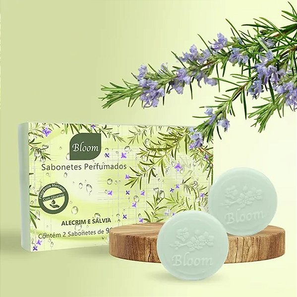 Kit Bloom Sabonetes Perfumados Alecrim e Sálvia – 2 Unidades – Frescor Natural