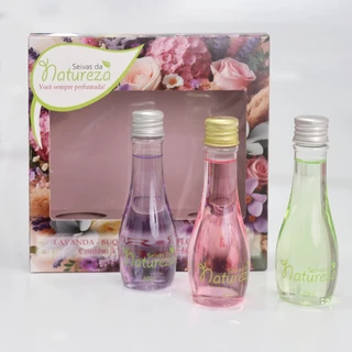 Kit Presente Seivas da Natureza – 3 Deo Colônias 60ml (Rosas, Lavanda e Jasmim) | Feminino Floral