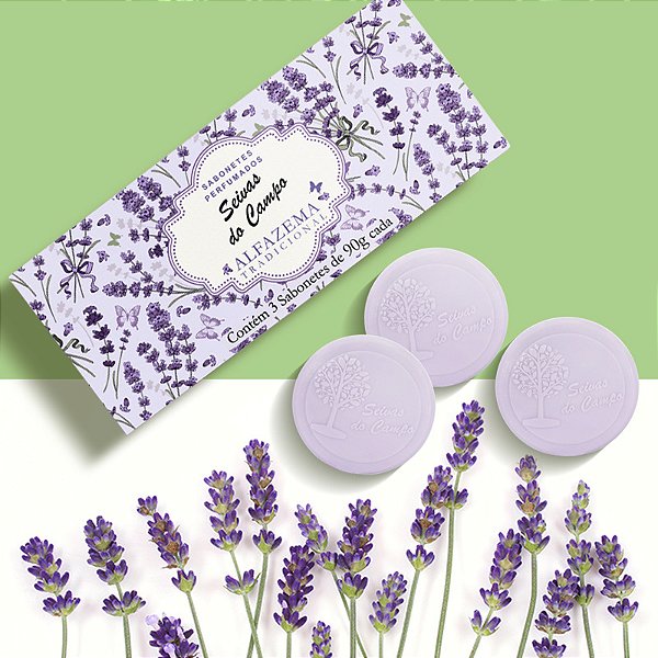 Kit Presente Feminino Alfazema Aromática – 3 Sabonetes Perfumados 90g – Relaxante