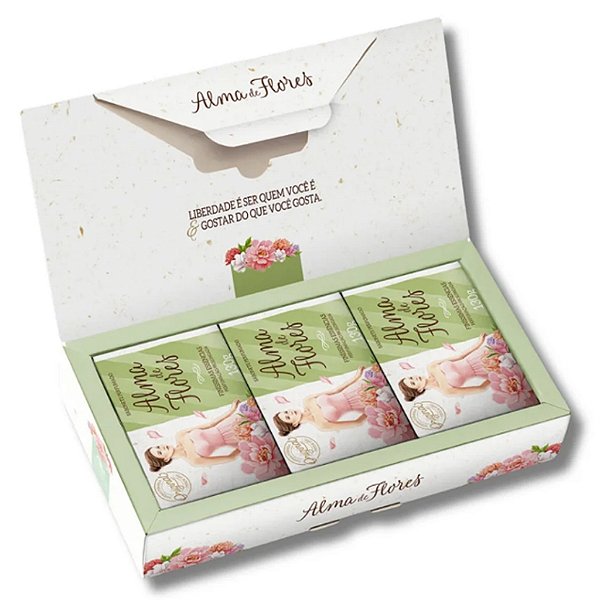 Estojo com 3 Sabonetes Alma de Flores Tradicional 130g – Perfume Clássico e Toque de Cuidado