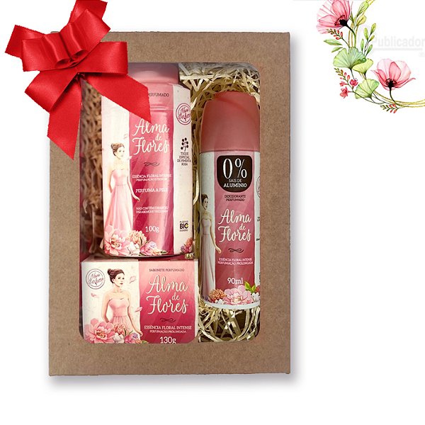 Kit 26 Presente feminino Alma de Flores Intense Completo com Talco e Desodorante