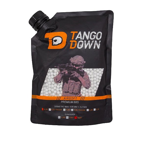 BBs Airsoft 0,20g Premium Tango Down 4000 Unidades