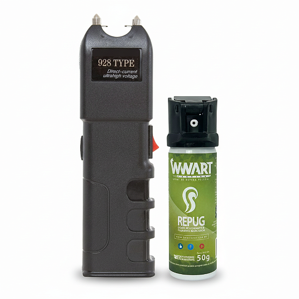 Combo Spray de Pimenta Repug + Aparelho de Choque com Lanterna