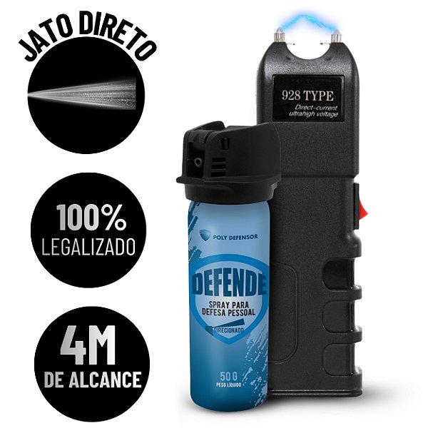 Combo Spray de Pimenta Jato Direto + Arma de Choque