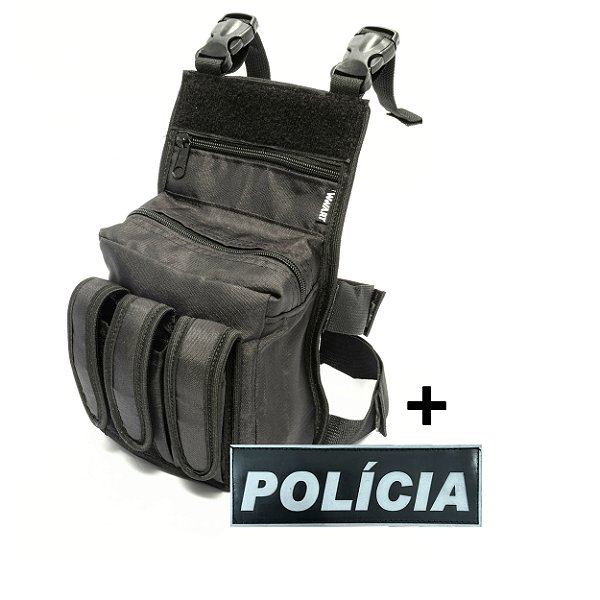 Kit Bornal de Perna Tático Talonário + Emborrachado Polícia Padrão