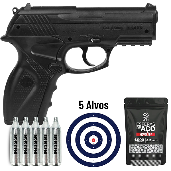 Pistola Wingun Rossi R11 (C11) de Pressão Co2 4.5mm + Itens
