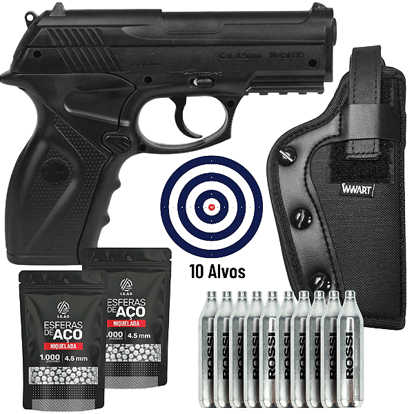 Pistola de Pressão Esferas de Aço Wingun C11 Co2 4.5mm + COMBO FULL