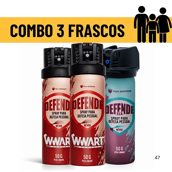 Combo Defesa Familiar Spray de Pimenta - 3 Unidades