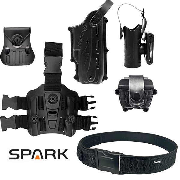 Kit Operacional SPARK PRO - Coldre - Porta Cartucho - Porta Lanterna/Spray