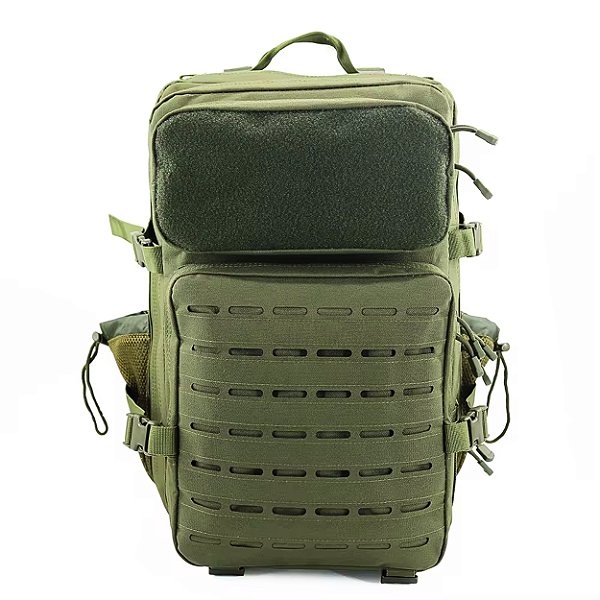 Mochila Tática Verde 50 Litros Laser Cut em Nylon 900D Impermeável - TIPO A