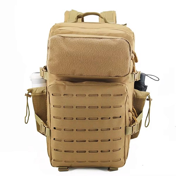 Mochila Tática Tan 50 Litros Laser Cut em Nylon 900D Impermeável - TIPO A