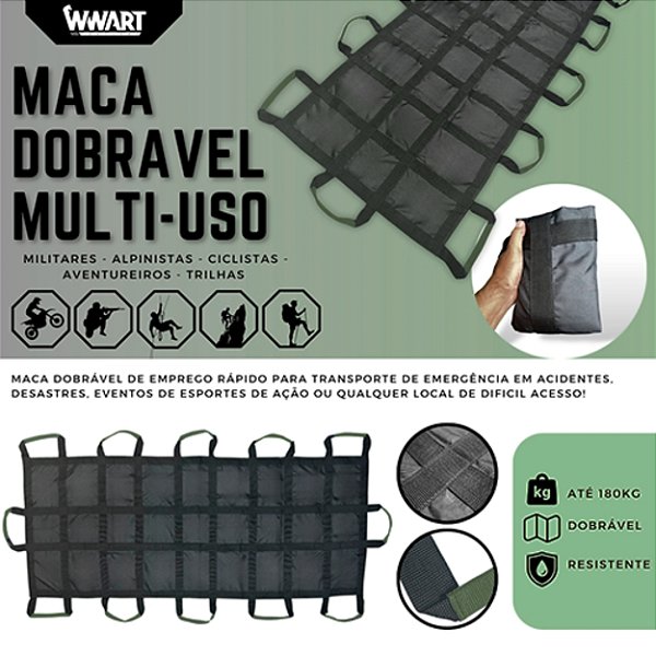 Maca Tática Militar para Resgate Black Ops Alça Verde - APH - IFAK - TEMS