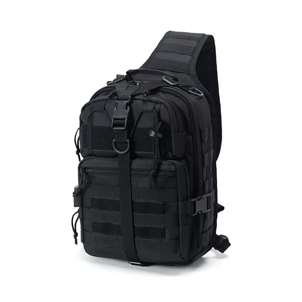 Mochila Tática Transversal Preta Assault Modular 600D