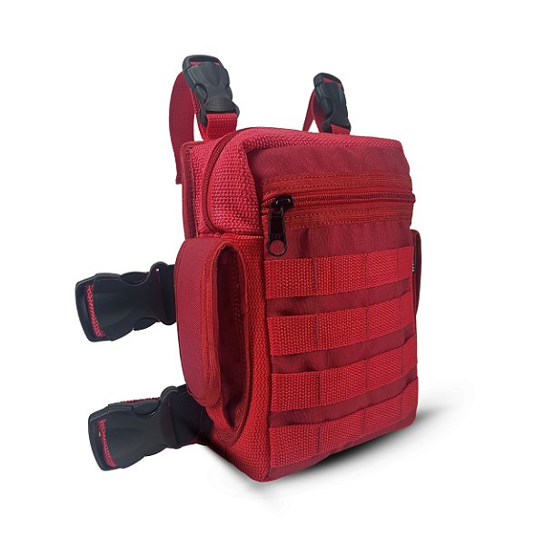 Bornal de Perna Tático Modular para Bombeiros – Com Zíper, Divisórias Internas, Fita Comfort e Sistema MOLLE