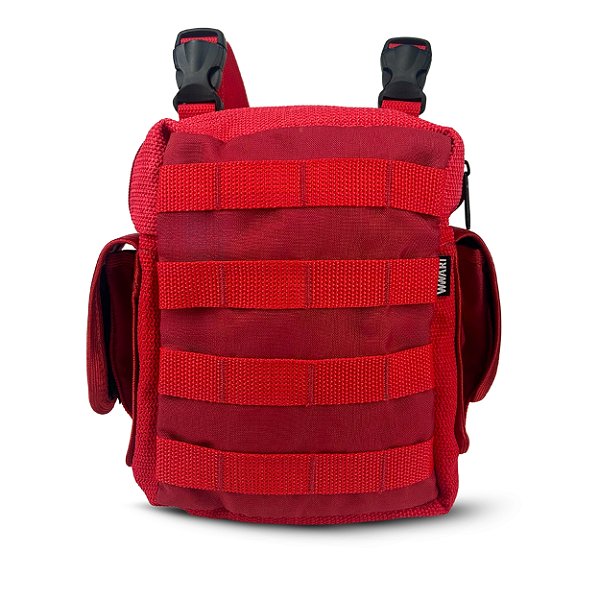 Bornal de perna Tático Modular Vermelho - Bornal Bombeiros Socorro