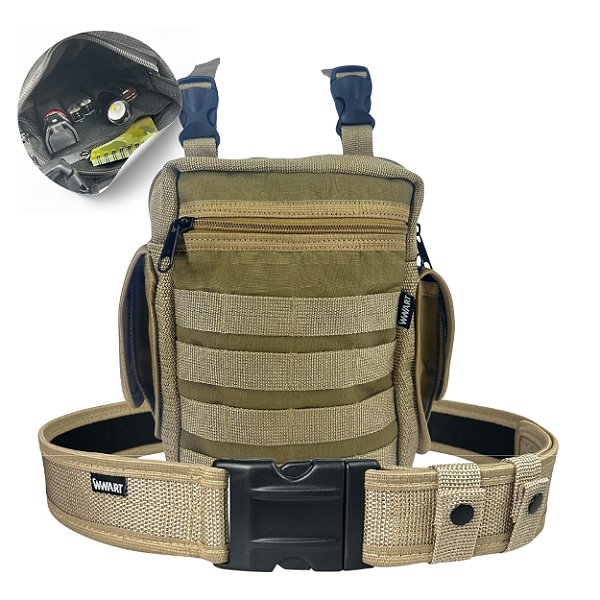 Kit Bornal de perna com organizador interno + Cinto NA Tan
